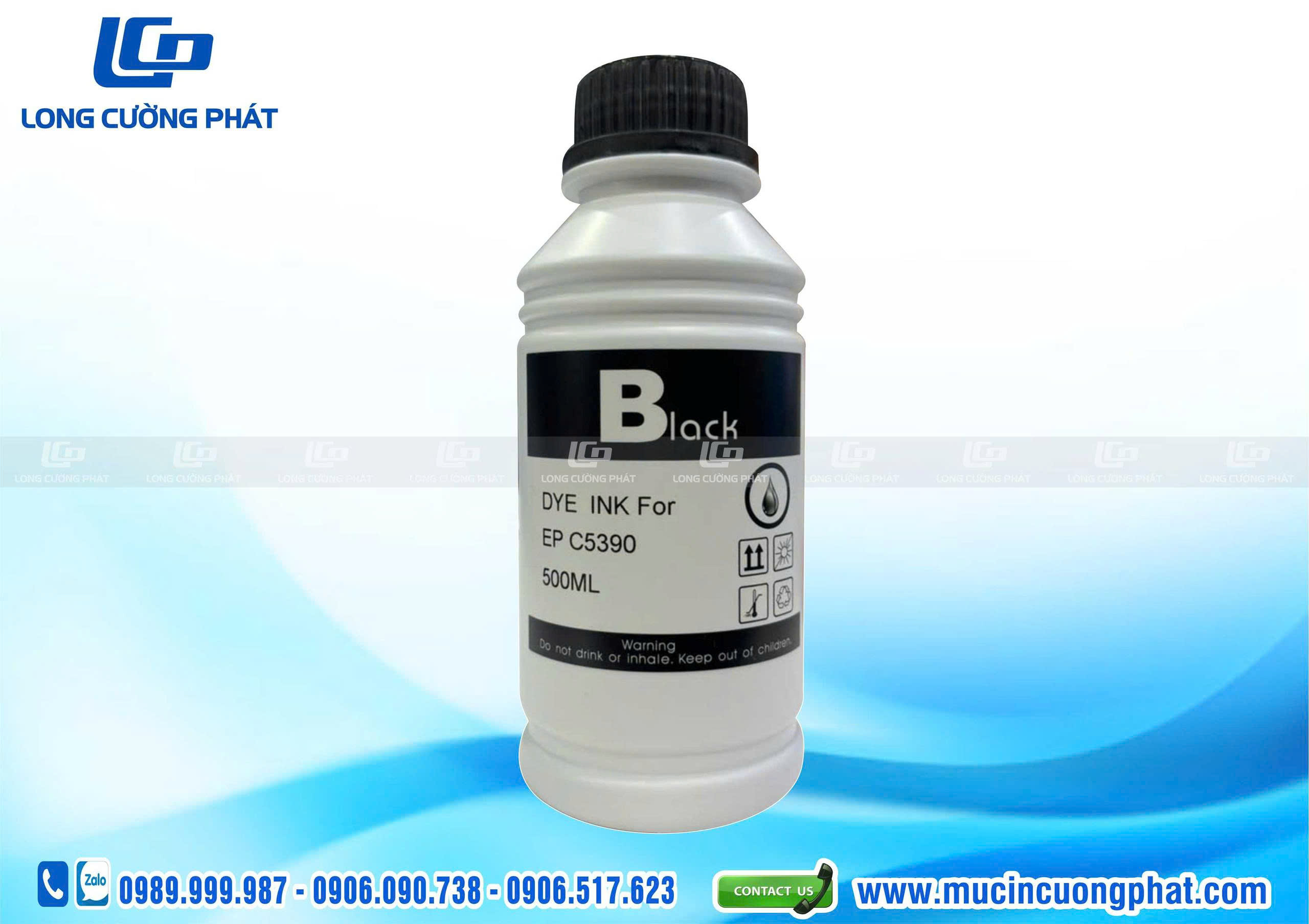 Mực in Dye Premium Epson C5390, C5890, S887 - chai 500ml màu đen