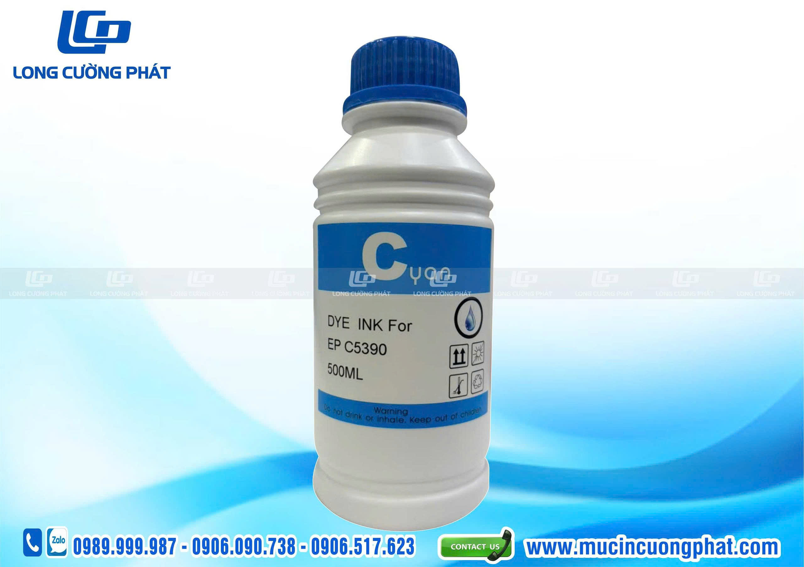 Mực in Dye Premium Epson C5390, C5890, S887 - chai 500ml màu Xanh