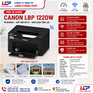 Máy in laser đen trắng Canon LBP 122DW, in 2 mặt kết nối wifi
