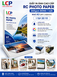Giấy in ảnh cao cấp RC photo paper Lụa 260gsm Khổ A3, 297x420mm